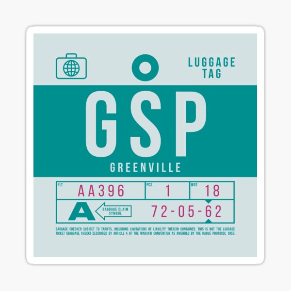 Item preview, Luggage Tag B - GSP Greenville South Carolina USA designed and sold by VoodooCircus.