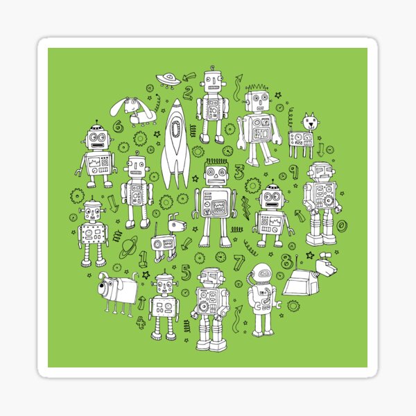 Item preview, Robot Pattern - green and white - fun pattern by Cecca Designs designed and sold by Cecca-Designs.