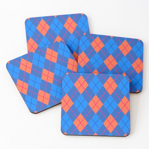 Item preview, Argyle Pattern - Denim Blue, Orange, Blue designed and sold by TotallyRetroArt.