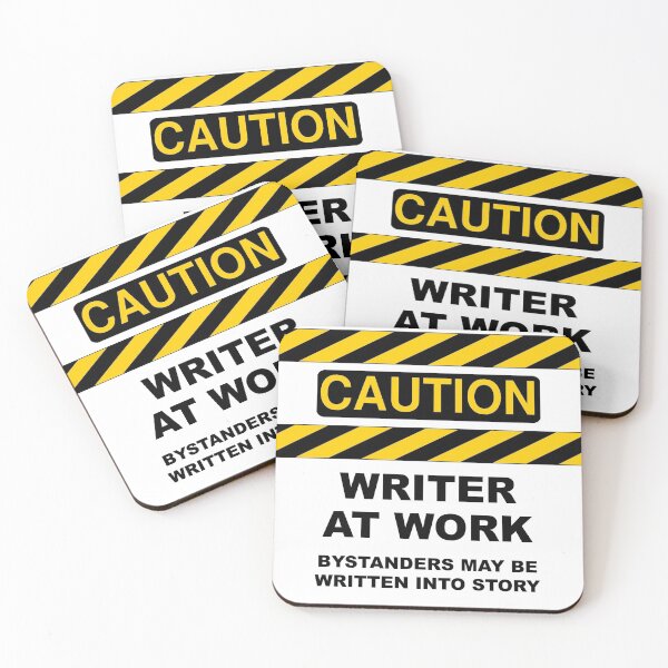 Item preview, Caution - Writer at Work! designed and sold by Thornesong Design.