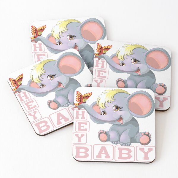 Item preview, Hey Baby, Adorable Baby Girl Elephant Butterfly designed and sold by lucidfrog.