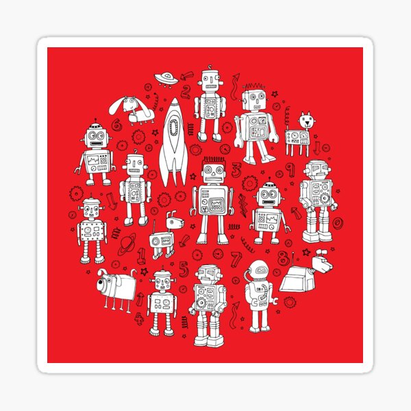 Item preview, Robot Pattern - Red and White - fun pattern by Cecca Designs designed and sold by Cecca-Designs.