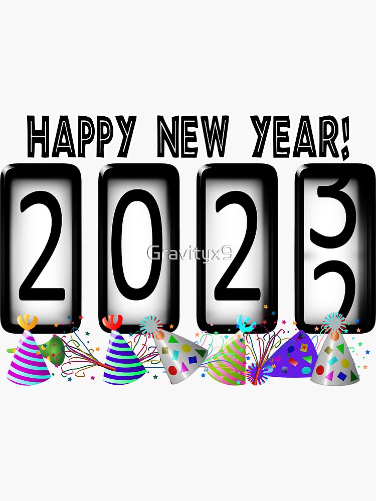 &quot;New Years Odometer Party Hats 2023&quot; Sticker for Sale by Gravityx9 | Redbubble