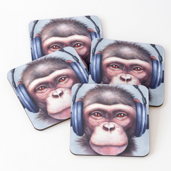 Item preview, Chimpanzee Listening to Music designed and sold by maniacfitness.