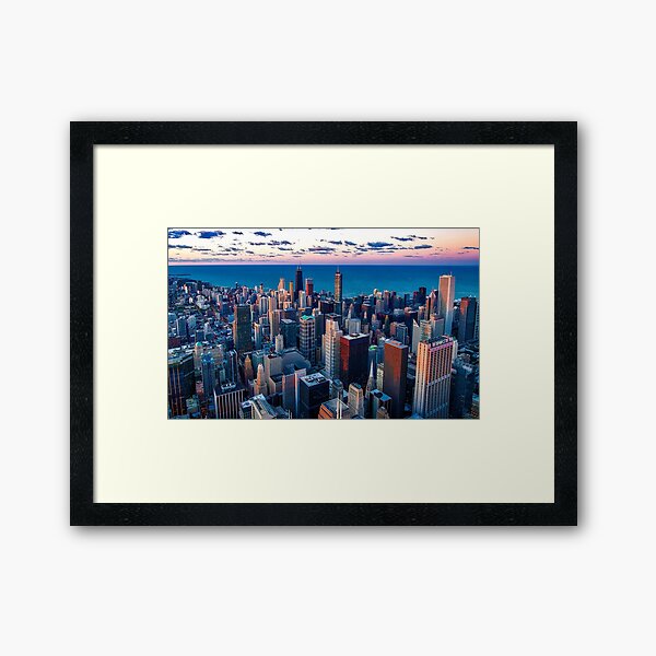 Chicago By Lake Michigan (Sundown) Framed Art Print