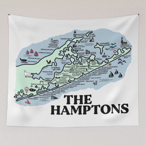 Item preview, The Hamptons Map Art designed and sold by fiberandgloss.