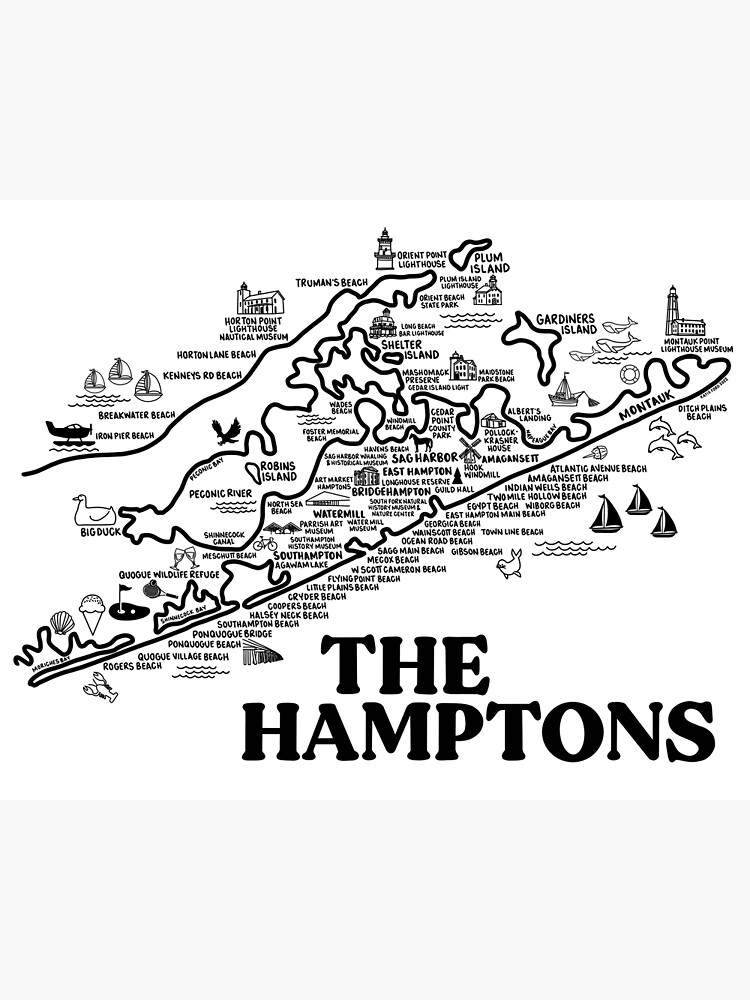 "The Hamptons Map Art" Poster for Sale by fiberandgloss Redbubble