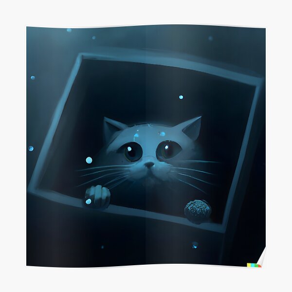 A cat trapped in a box underwater Poster