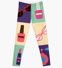 Cosmetics Set. Icons Set. Cosmetology. Fashion and Beauty. Perfume, Polish, Pomade. Female Beauty. Vector illustration. Flat Style Leggings