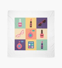 Cosmetics Set. Icons Set. Cosmetology. Fashion and Beauty. Perfume, Polish, Pomade. Female Beauty. Vector illustration. Flat Style Scarf