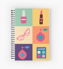 Cosmetics Set. Icons Set. Cosmetology. Fashion and Beauty. Perfume, Polish, Pomade. Female Beauty. Vector illustration. Flat Style Spiral Notebook