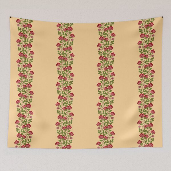 Item preview, Colored Striped Pattern with Vintage Floral Motifs designed and sold by lissantee.