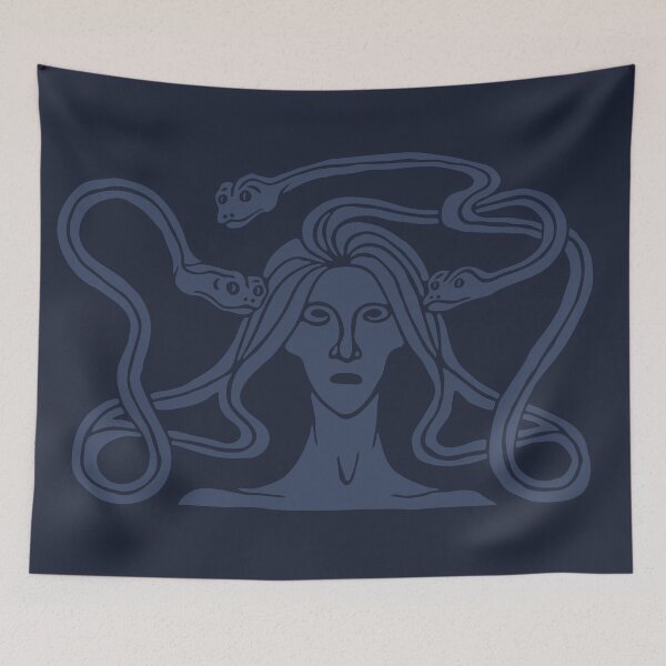 Item preview, Ilustración de Medusa de Tyra Kleen en azul designed and sold by artofthenorth.