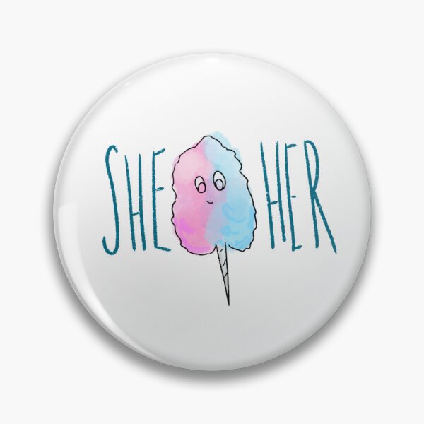 Item preview, Cotton Candy Pronoun Pin She Her designed and sold by kylepeterart.