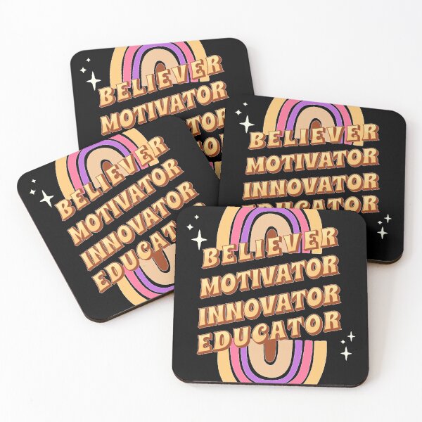 Item preview, Believer Motivator Innovator Educator Rainbow Back to school Teacher designed and sold by Hohohaxi.
