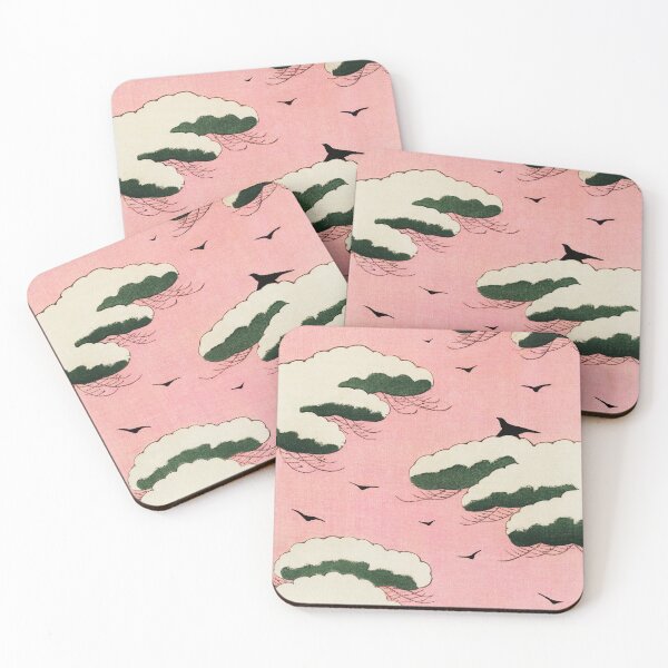 Item preview, Vintage 1800's Birds in Pink Sky Japanese Art designed and sold by knightsydesign.