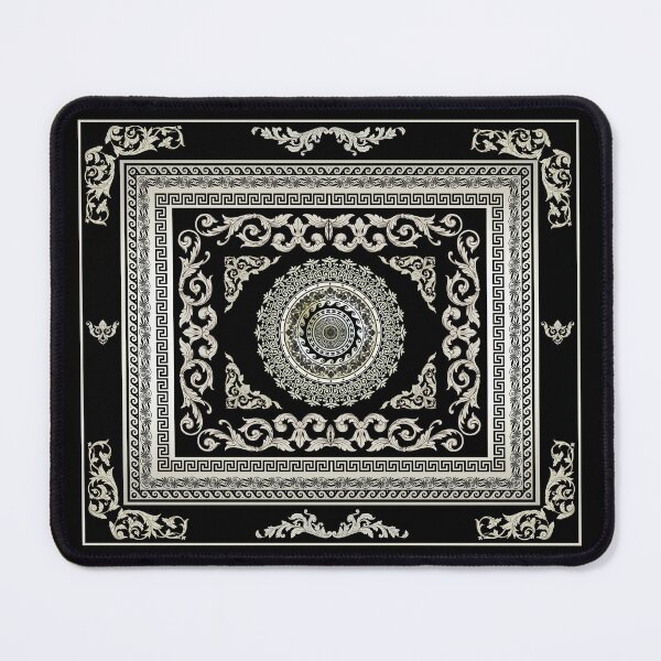 Item preview, Ornate Greek Key Meander Black Cream Medallion designed and sold by Yiorgos Designs.