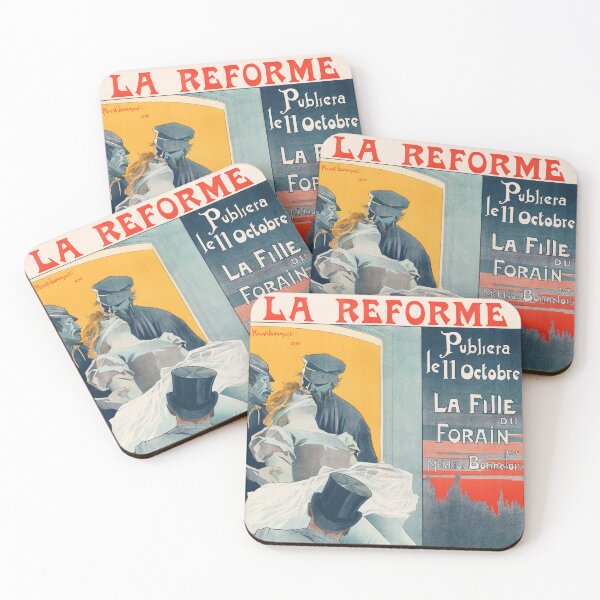 Item preview, LA REFORME October 1896 Belgian Art Nouveau Poster Henri Privat Livemont  designed and sold by retroposters.