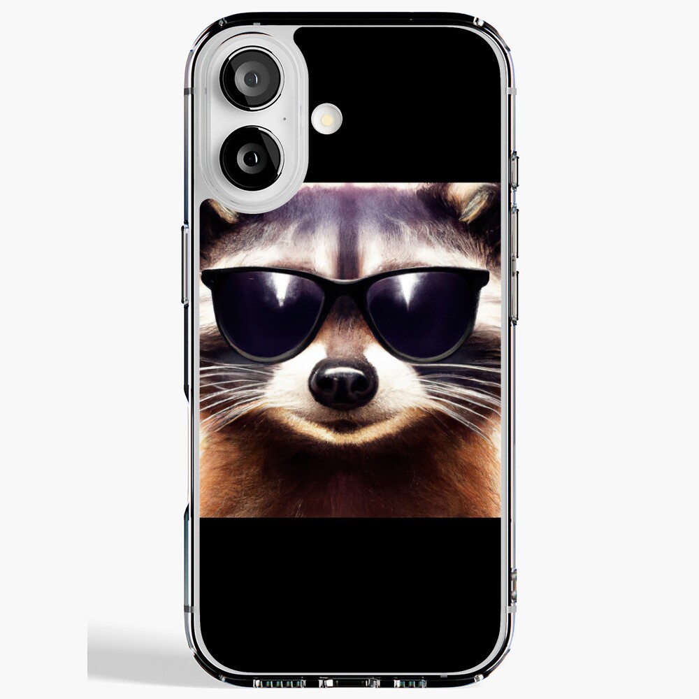 Raccoon Wearing Sunglasses Watercolor Painting Sticker