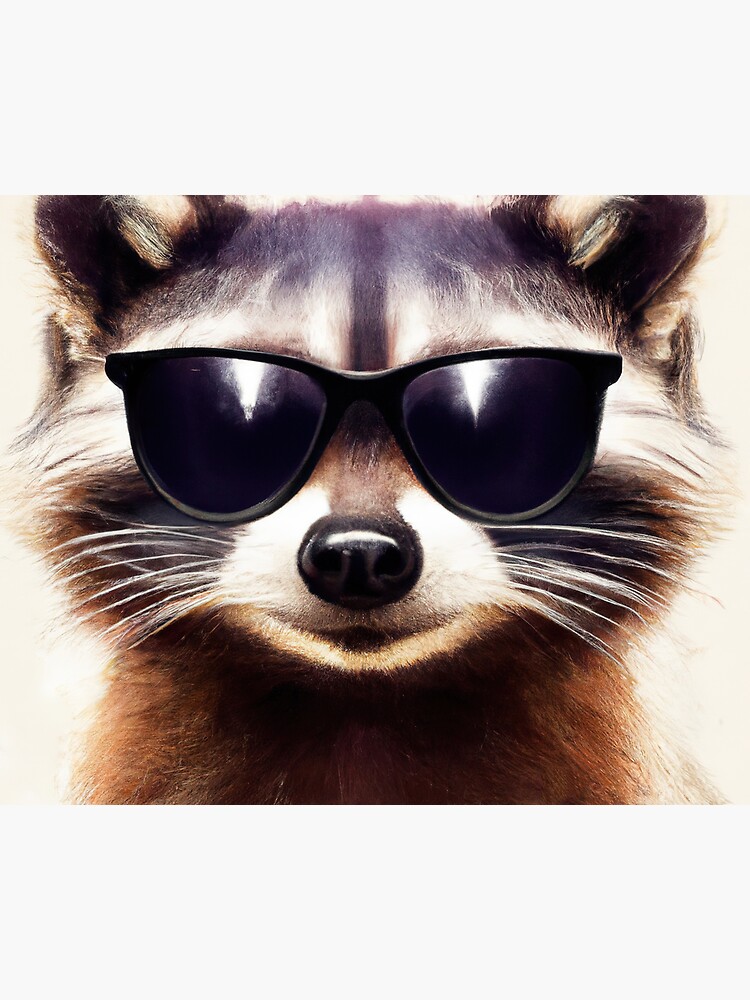 Raccoon Wearing Sunglasses Watercolor Painting Sticker