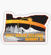 2017 Solar Eclipse Across Oregon Cities Map Illustration Sticker