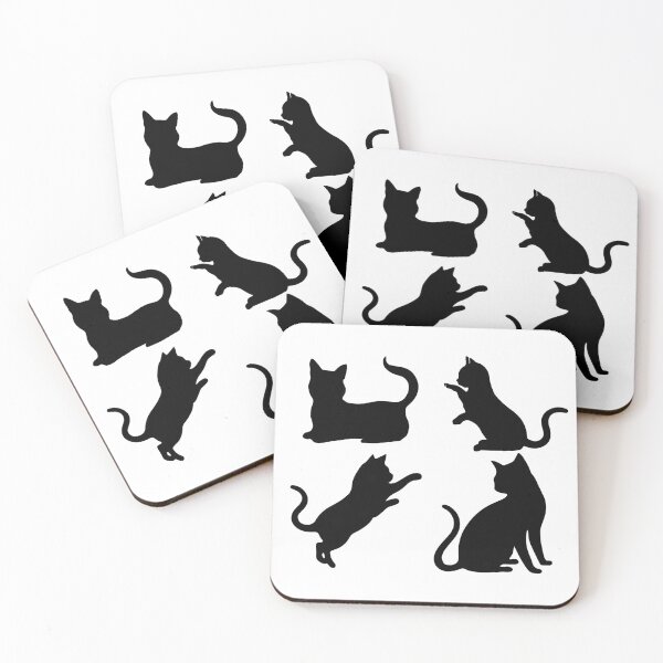 Item preview, Set black silhouettes of cats and kittens cat footprints isolated on a white background designed and sold by paolboa.