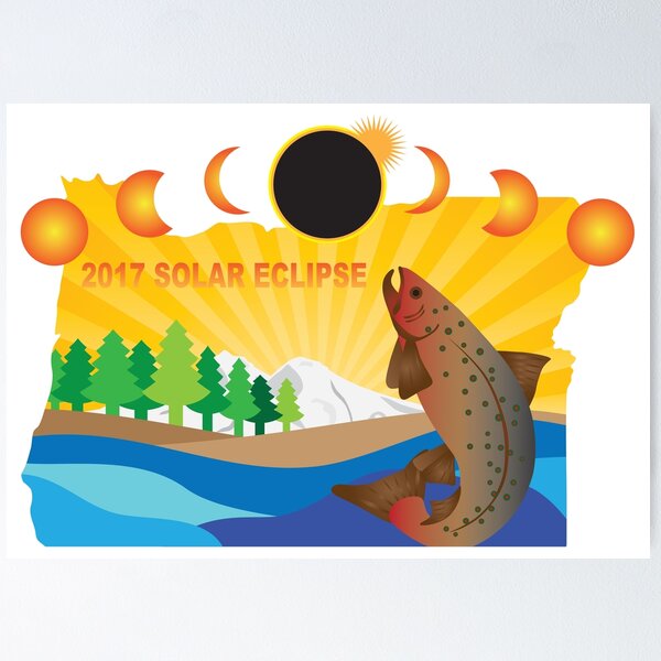 Item preview, Eclipse solar 2017 a través de la ilustración del mapa de Oregon designed and sold by jpldesigns.