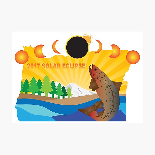 Aperçu de l'œuvre 2017 Eclipse solaire à travers l'Oregon carte Illustration créée et vendue par jpldesigns.