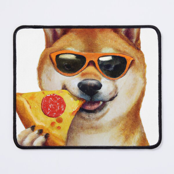 Item preview, Shiba Inu Wearing Sunglasses Eating a Slice of Pizza designed and sold by maniacfitness.