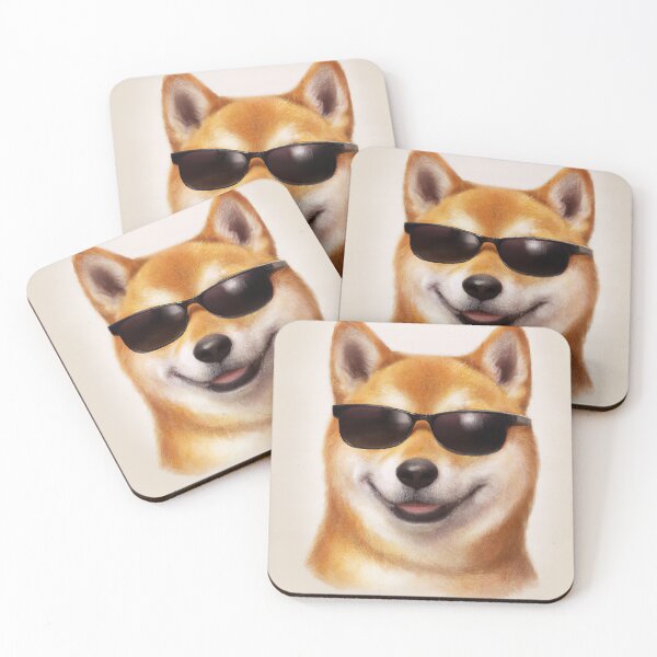 Item preview, Shiba Inu Wearing Sunglasses Watercolor designed and sold by maniacfitness.