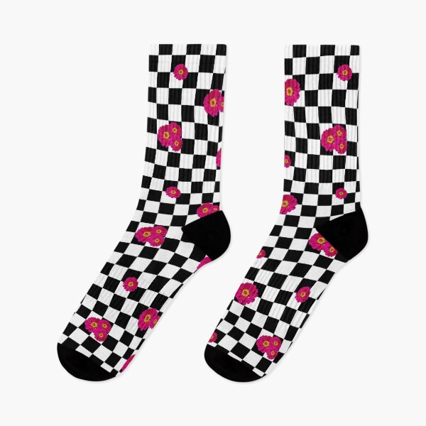 Item preview, Hot Pink Gerbera Flowers on Checkered Square Pattern designed and sold by CherieTree.