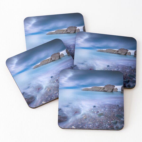 Item preview, Long exposure seashore with moody sky and rocks designed and sold by CyaniRose.