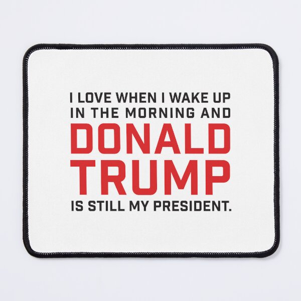 Item preview, I love when I wake up and Donald Trump is still my President red hat and white background and funny designed and sold by LadyMoldavites.