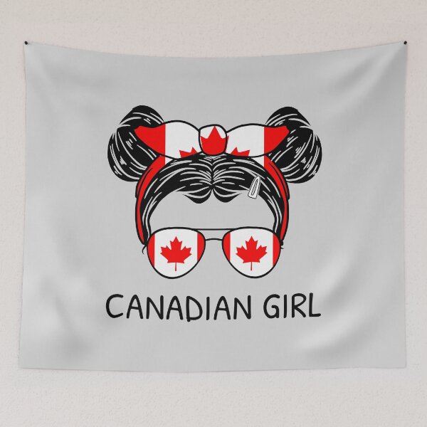 Item preview, Canada Flag - Canadian Girl With Messy Buns I designed and sold by Lemon Pepper.