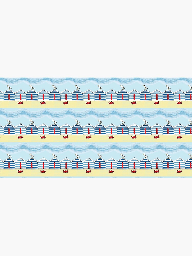Happy Seaside Beach Huts by ClareWalkerArt