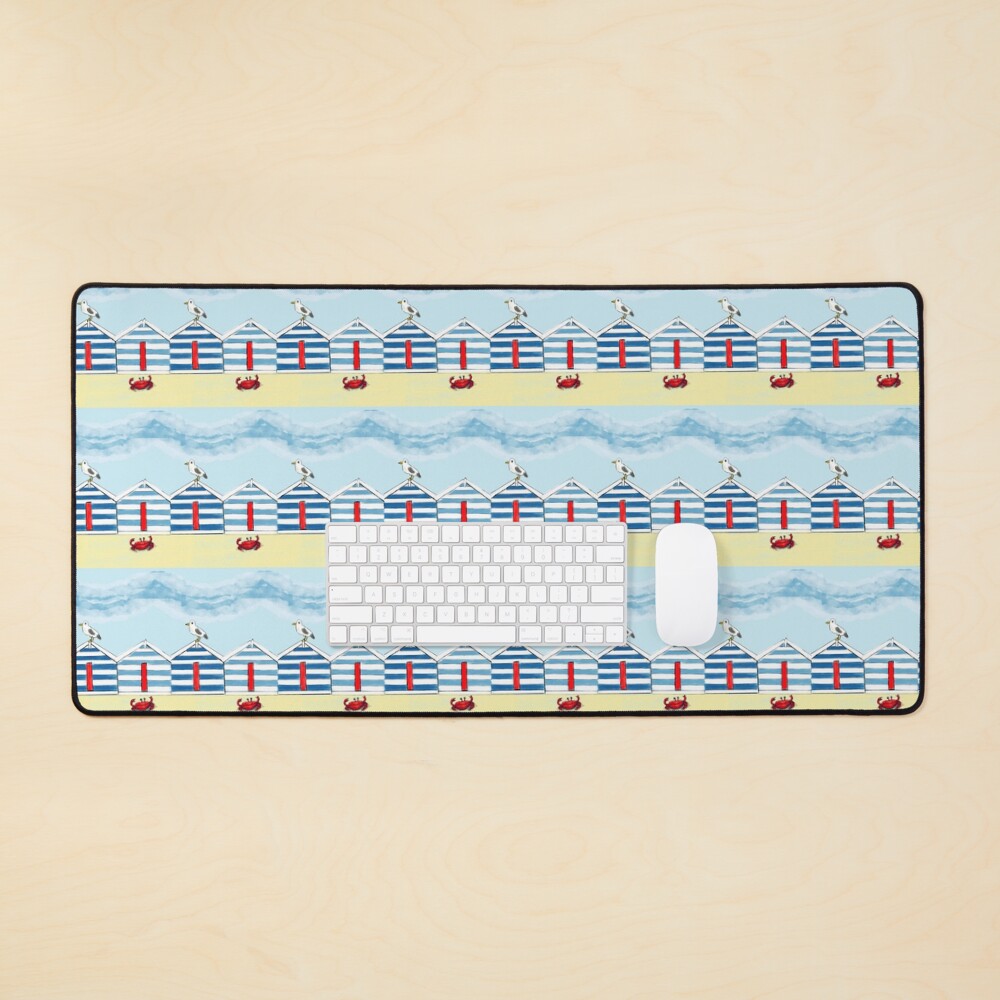 Happy Seaside Beach Huts Mouse Pad