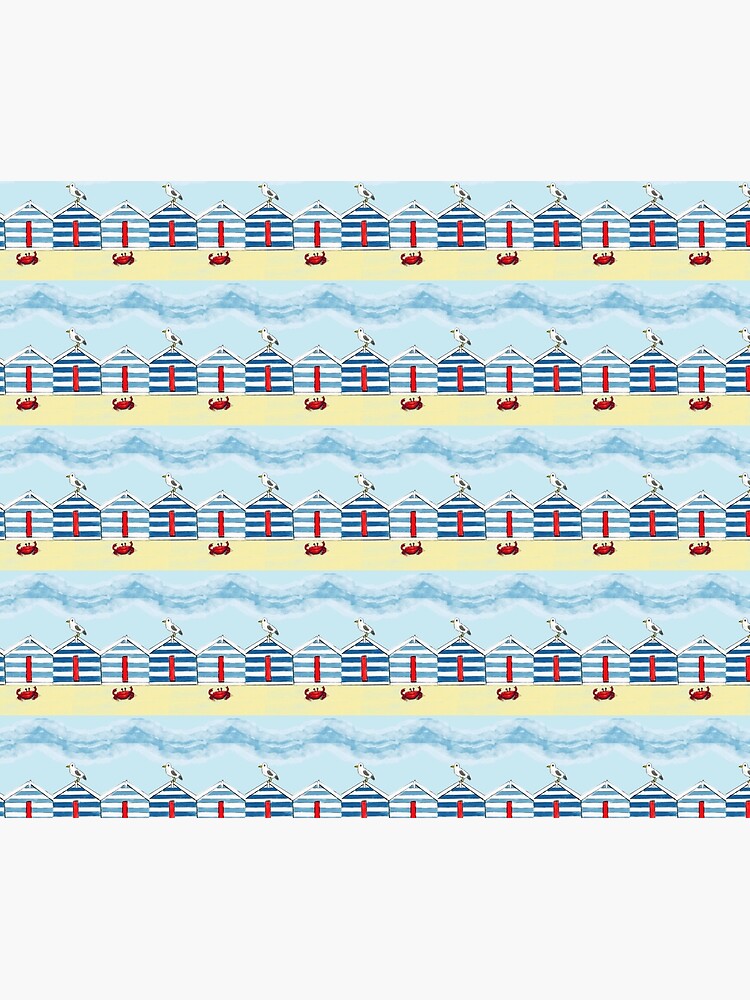 Happy Seaside Beach Huts by ClareWalkerArt