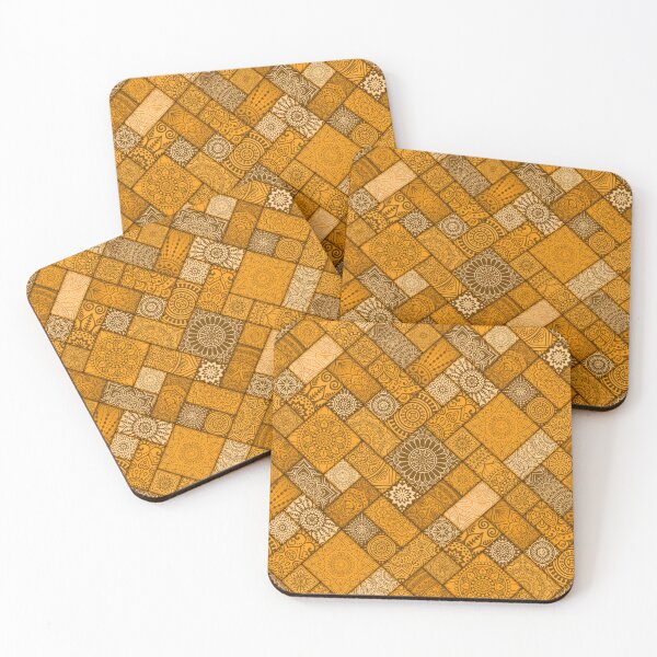 Item preview, Shades of Orange Indian Diagonal Floral Tiles pattern designed and sold by Art-by-Geoff.