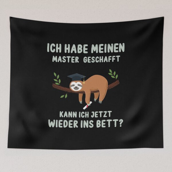 Artikelvorschau, Master Geschafft Wieder Ins Bett Student Geschenk Faultier entworfen und verkauft von Lenny Stahl.