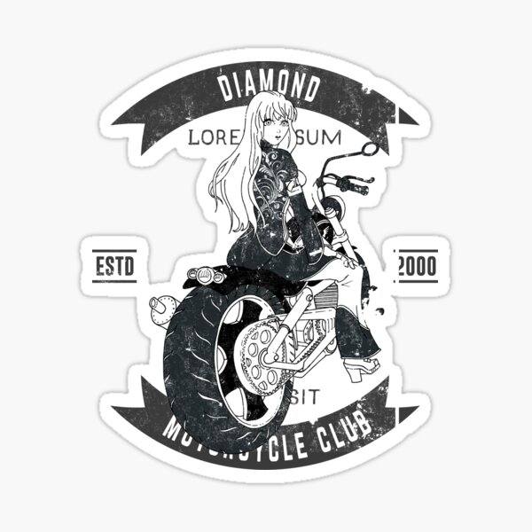 Vintage Biker Girl Anime Style Sticker