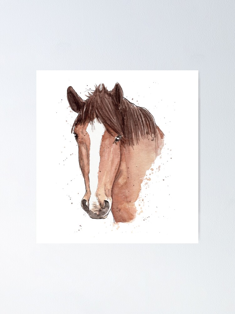 "Splatter Paint Horse Watercolour Painting" Poster for Sale by