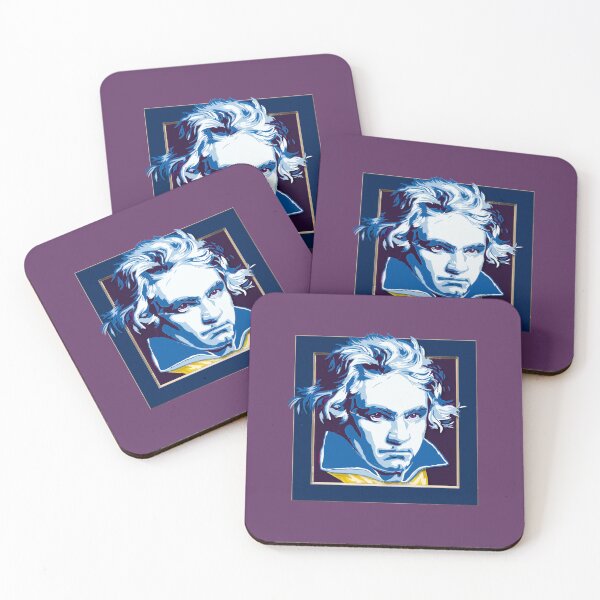 Item preview, Ludwig van Beethoven, framed portrait, with tie ©-edition. Blue Yellow / Pink Aubergine cf designed and sold by Brunhilde1001.