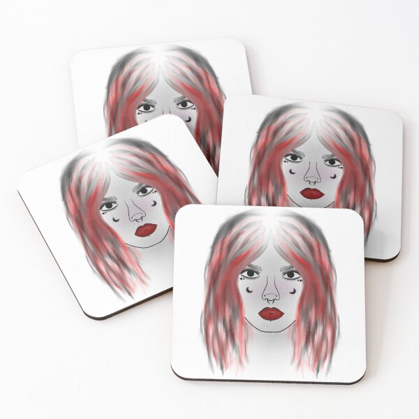 Item preview, Emo Girl Portrait with Red Hair | symmetrical digital design designed and sold by sweet-chaos101.