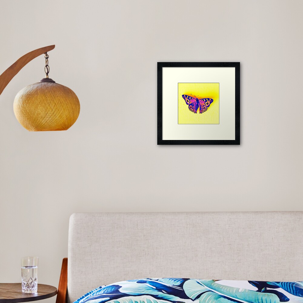 Fluro butterfly up Framed Art Print