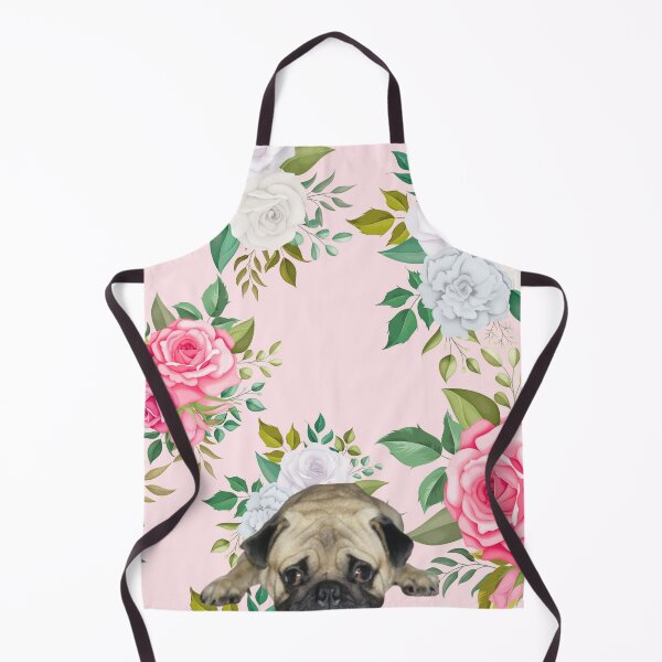 Item preview, Floral Pug home furnishing design. Flowered Pug. Floral Pug. Pug with Roses designed and sold by Doggymadness.