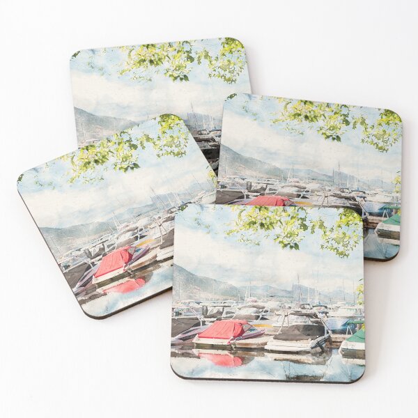 Artikelvorschau, Aquarell Penticton Marina und Yacht Club Summertime View entworfen und verkauft von Amy Mitchell.