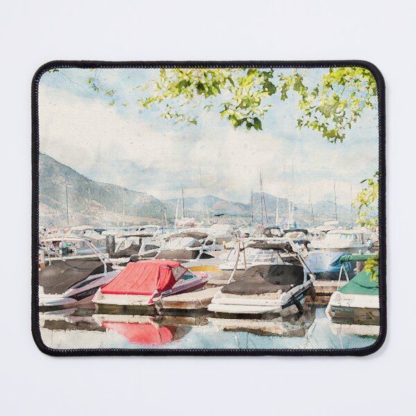 Artikelvorschau, Aquarell Penticton Marina und Yacht Club Summertime View entworfen und verkauft von Amy Mitchell.