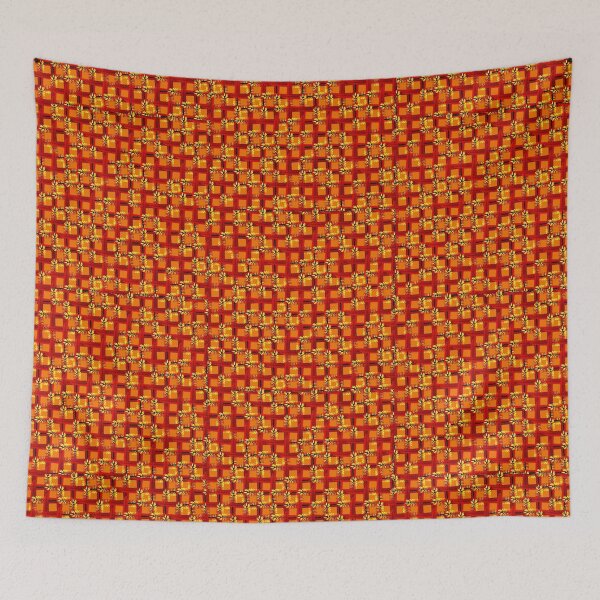 Item preview, Karo orange aloe flower plant geometrical seamless pattern designed and sold by AleFairyland.