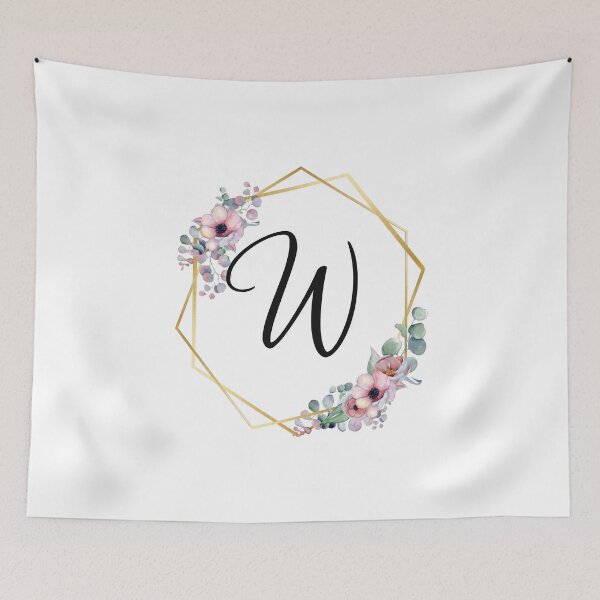 Item preview, Monogram Letter W | Lilac Flowers with Golden Edges designed and sold by JustSeasons.