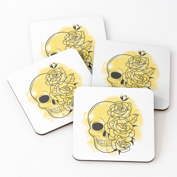 Item preview, Bright Yellow Ink Cloud Flower Skull Design designed and sold by CreativNode.